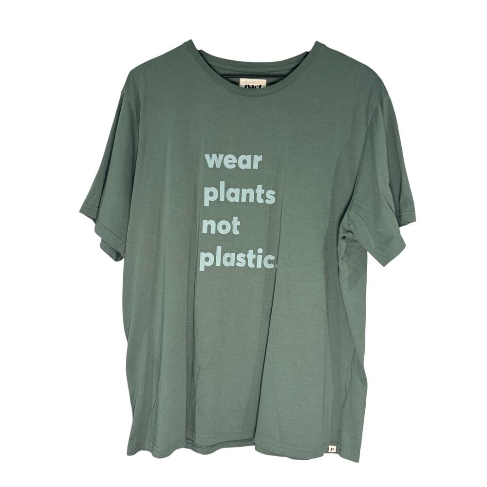 Pact Tshirt XL Wear Plants Not Plastic Green Graphic Cotton Tee